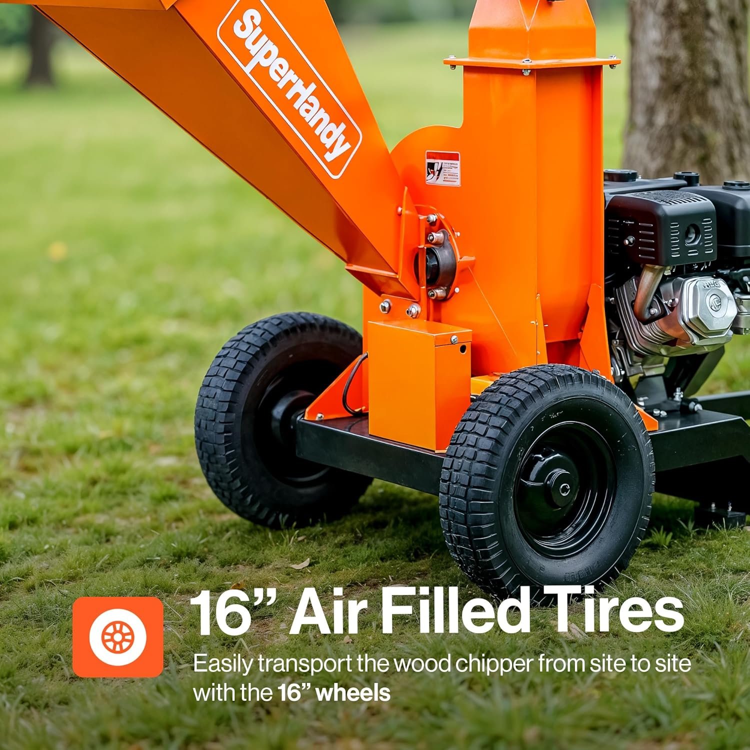 Super Handy GUO141 Towable Wood Chipper 4" Chipping Capacity 15 HP Gas Electric Start New