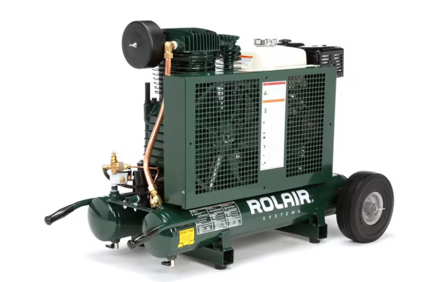 Rolair 8422HK30 Air Compressor Wheelbarrow 9 gal. Gas 9 HP Honda GX270 Engine Two-Stage Pump Manufacturer RFB