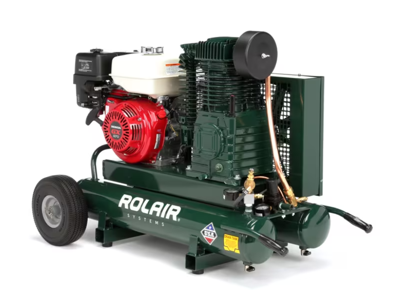 Rolair 8422HK30 Air Compressor Wheelbarrow 9 gal. Gas 9 HP Honda GX270 Engine Two-Stage Pump Manufacturer RFB