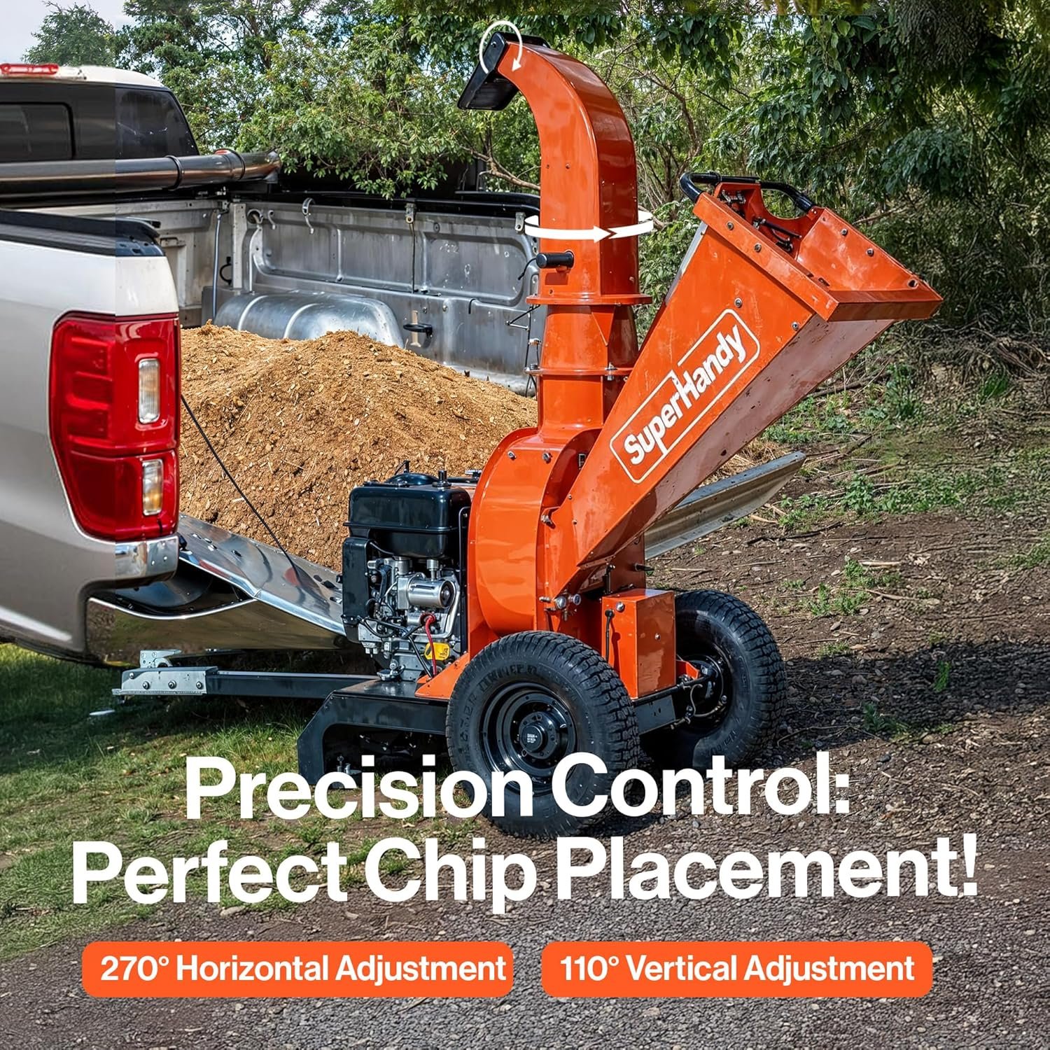 Super Handy GUO141 Towable Wood Chipper 4" Chipping Capacity 15 HP Gas Electric Start New