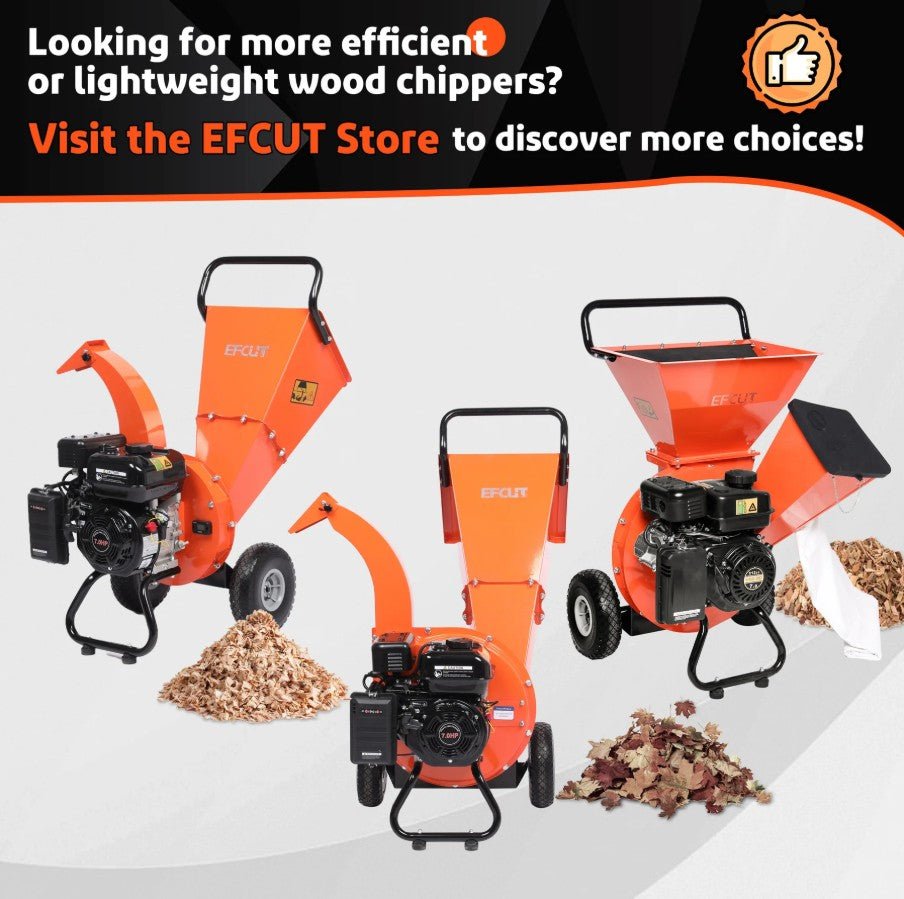 EFCUT EF-MF30 3-in-1 Wood Chipper 3" Shredder Mulcher 2 Hopper 7HP 212cc Horizontal 4-stroke Gas-Powered New