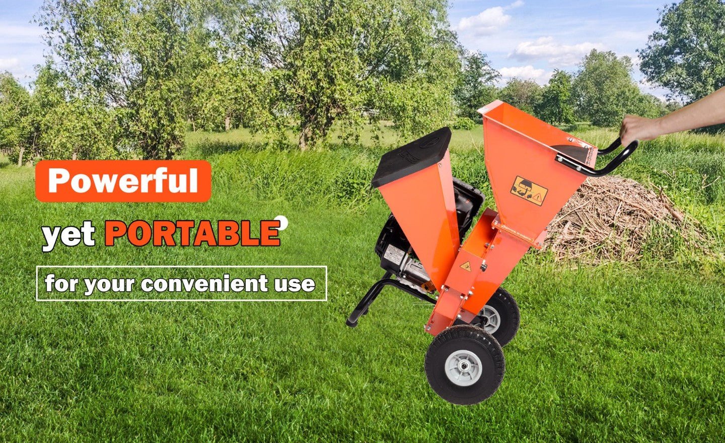 EFCUT EF-MF30 3-in-1 Wood Chipper 3" Shredder Mulcher 2 Hopper 7HP 212cc Horizontal 4-stroke Gas-Powered New