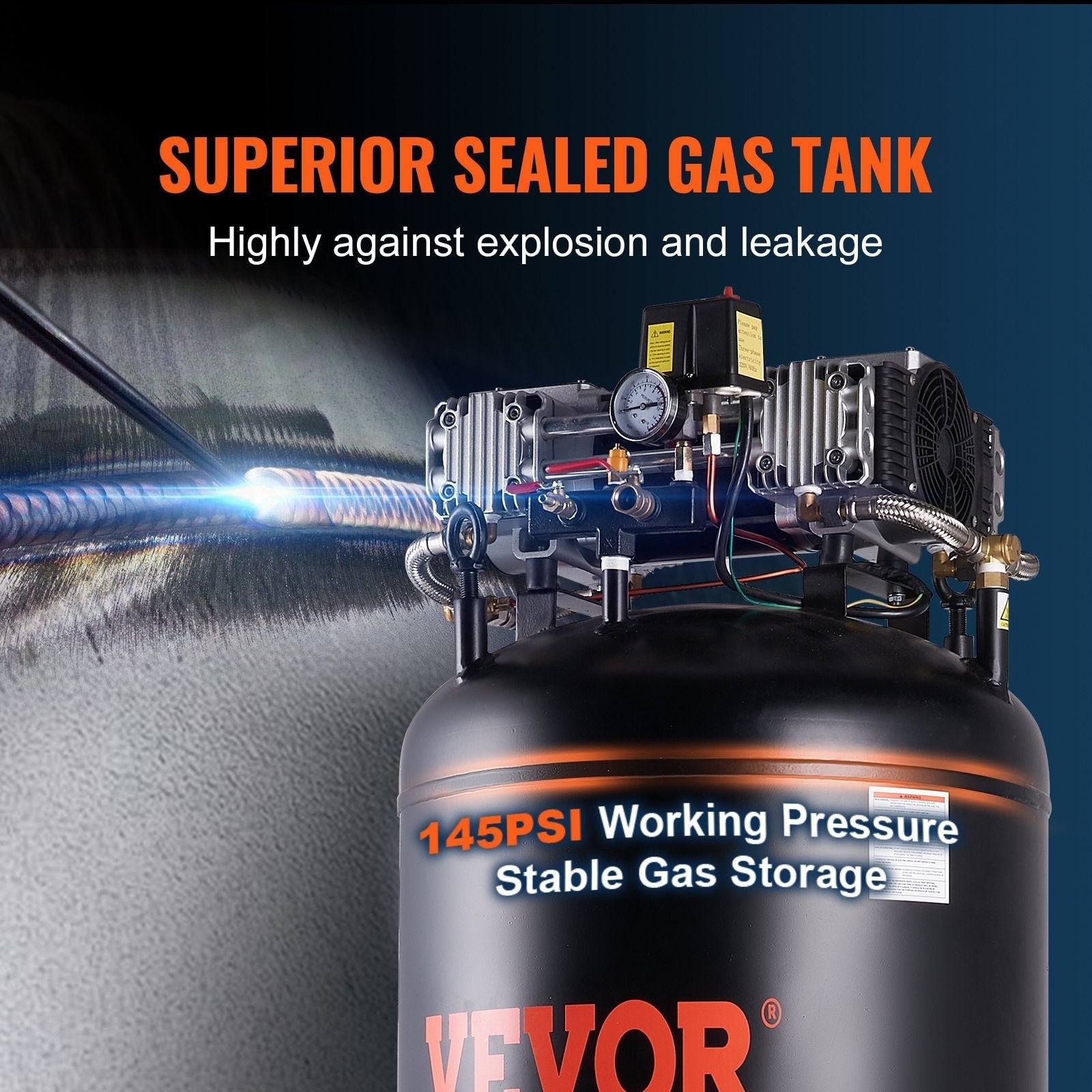 Vevor Air Compressor 80 Gal. 6.5 HP 15.5CFM @ 90PSI 3-Phase 220V New