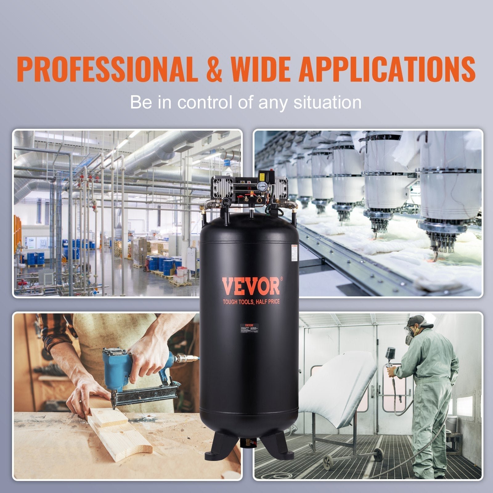 Vevor Air Compressor 80 Gal. 6.5 HP 15.5CFM @ 90PSI 3-Phase 220V New